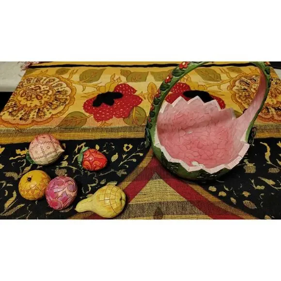 Jim Shore 2007 A Taste Of Summer’s Goodness Basket Watermelon 6 Pieces Of Fruit - Picture 11 of 16